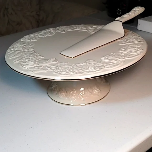 Royal Limited Gold Rose Footed Cake Plate & Server Porcelain - Picture 1 of 10